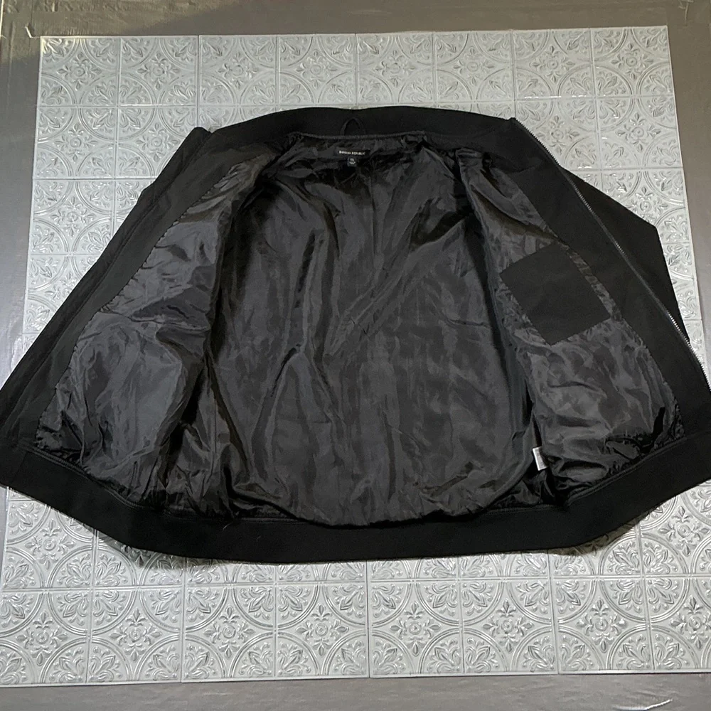 Banana Republic Men Black Full Zip Bomber Jacket Coat XXL Casual Minimalist Out